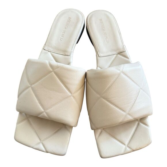 Bottega Veneta Padded Ivory Quilted Leather Flat Slide Sandals Sz EU 40 - Picture 5 of 8